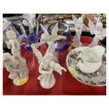 German Porcelain Figurines with Art Glass German Porcelain Figurines with Art Glass