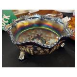 Unsigned Carnival Glass Footed Bowl Unsigned Carnival Glass Footed Bowl
