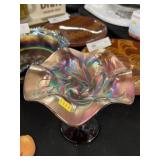 Unsigned Carnival Glass Compote Unsigned Carnival Glass Compote