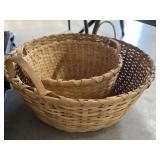 (2) Contemporary Split Wood Woven Baskets (2) Contemporary Split Wood Woven Baskets