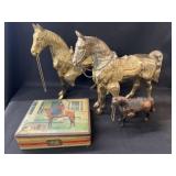 Cast Metal Plated Horses with Tin Cast Metal Plated Horses with Tin