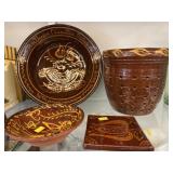 (4) Pieces of Foltz Redware Pottery (4) Pieces of Foltz Redware Pottery