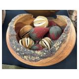 Carved Wood Bowl with Ornaments Carved Wood Bowl with Ornaments