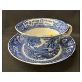 Large Transferware Cup and Saucer Large Transferware Cup and Saucer
