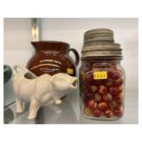 Clay and Glass Marbles with Pitchers Clay and Glass Marbles with Pitchers