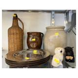 Wicker Covered Bottle, Stoneware, etc. Wicker Covered Bottle, Stoneware, etc.