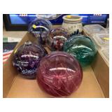 Large Glass Ornaments, Salt Glazed Crock Large Glass Ornaments, Salt Glazed Crock