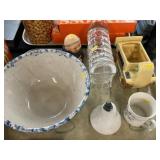 Spongeware Bowl with Planter and Canister Spongeware Bowl with Planter and Canister