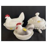 (3) Milk Glass Canisters (3) Milk Glass Canisters