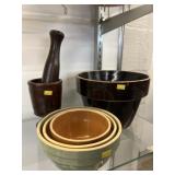Stoneware Bowls with Mortar and Pestle Stoneware Bowls with Mortar and Pestle