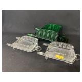 (3) Decorative Glass Wheelbarrows (3) Decorative Glass Wheelbarrows