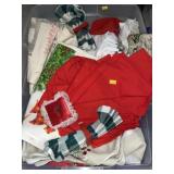 Storage Tote/Lid, Christmas Linens Storage Tote/Lid, Christmas Linens