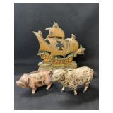 Cast Metal Door Stop with Still Banks Cast Metal Door Stop with Still Banks