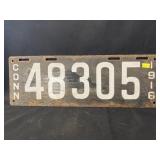 1916 Connecticut License Plate 1916 Connecticut License Plate