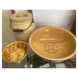 Stoneware Canister with Bowls Stoneware Canister with Bowls