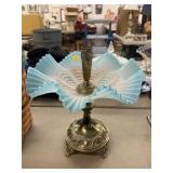 Opalescent and Brass Plated Candlestick Opalescent and Brass Plated Candlestick