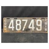 1916 Connecticut License Plate 1916 Connecticut License Plate