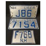 (3) New Hampshire License Plates