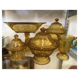 Vintage Amber Wildflower Pattern Glassware