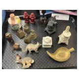 Cast Metal Shakers, Porcelain Figurines, etc.