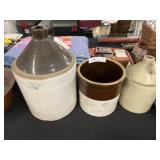 (2) Stoneware Jugs with Storage Crock