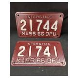 2 1966 MA License Plates