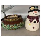 Pottery Planters w/ Snowman Cookie Jar