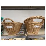 (2) Wicker Woven Laundry Baskets