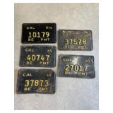 (5) Vintage California License Plates