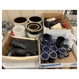 Storage Crocks w/ Ice Skates and Mugs,