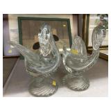 (2) Art Glass Swans