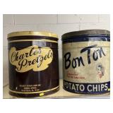 Vintage Pretzel and Chip Tins