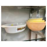 Vintage Pyrex Mixing Bowls with Casserole Dish