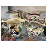 (4) Early Porcelain Pitchers