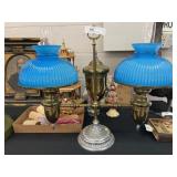 19th C. Double Burner Student Lamp