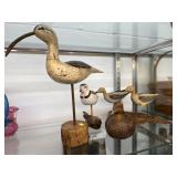 Grouping of Carved Wood Shore Birds