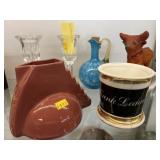 Waterford Candlesticks w/ Decorative Pottery and