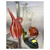 Decanter Bottle w/ Art Glass Paperweight
