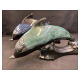 (2) Unsigned Pottery Dolphins