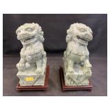 (2) Marble Carved Foo Dogs