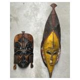 (2) Tribal Carved Wood Masks