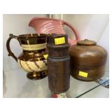 Fiesta & Lusterware Pitchers w/ Wood Canisters