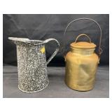 Agateware Pitcher w/ Cream Pail