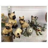 Grouping of Porcelain Cat Figurines