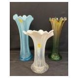 (3) Art Glass Vases
