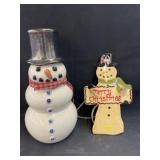 Pottery Snowman w/ Redware Ornament