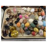 Alabaster, Art Glass and Wooden Decorative Eggs