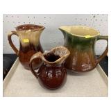 Brown Drip Pottery Pitchers