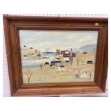 Folk Art Style Oil On Canvas