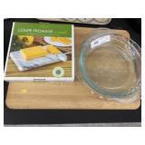 Cutting Board, Cheese Slicer, Pyrex Pie Plates